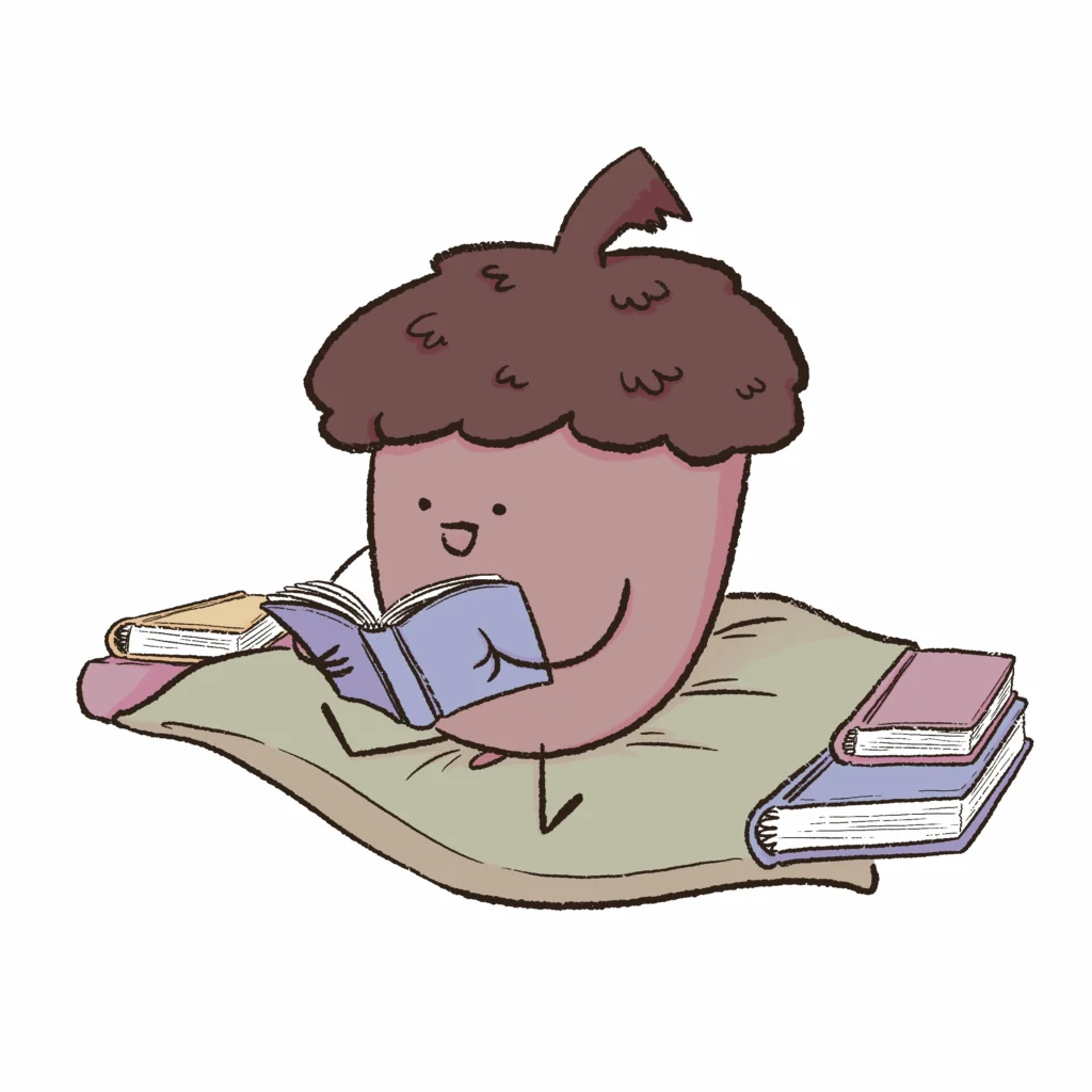 Illustration de Gland qui lit un livre pour présenter la page de Blog BD d'Eloise Mokhtari.