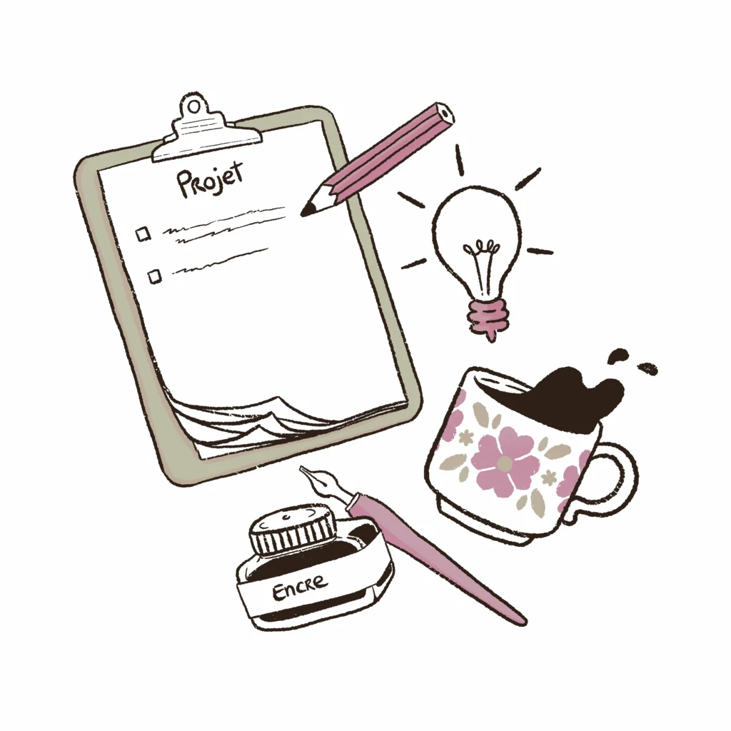 Illustration pour présenter la page des tarifs d'Eloïse Mokhtari. Illustratrice du Morbihan, entre Lorient et Vannes.